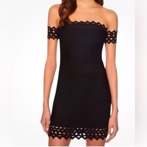 NEW NWT Susana Monaco Eyelet Bandage Dress in Black XL Herve Leger similar style
